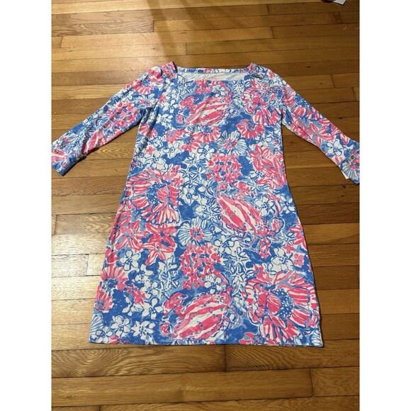 Lilly Pulitzer Size L Sophie Shift Dress UPF 50+ Multicolor Floral - Picture 2 of 5